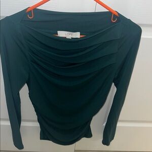 LOFT Green Ruched Blouse-size small